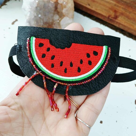 Watermelon Embroidered Beaded Eye Patch, Adjustable Vision Accessory, Ocular Aid - Picture 5 of 5